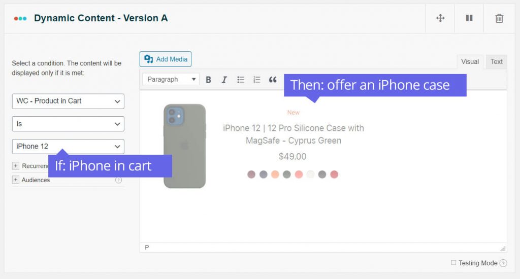 dynamic content based on products in cart 1