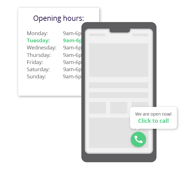 Schedule calls to action based on your opening hours