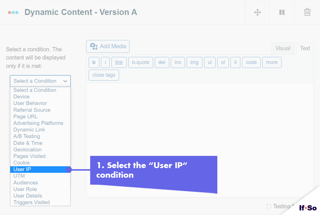 User If Example What is the User IP Condition? - If-So Dynamic Content
