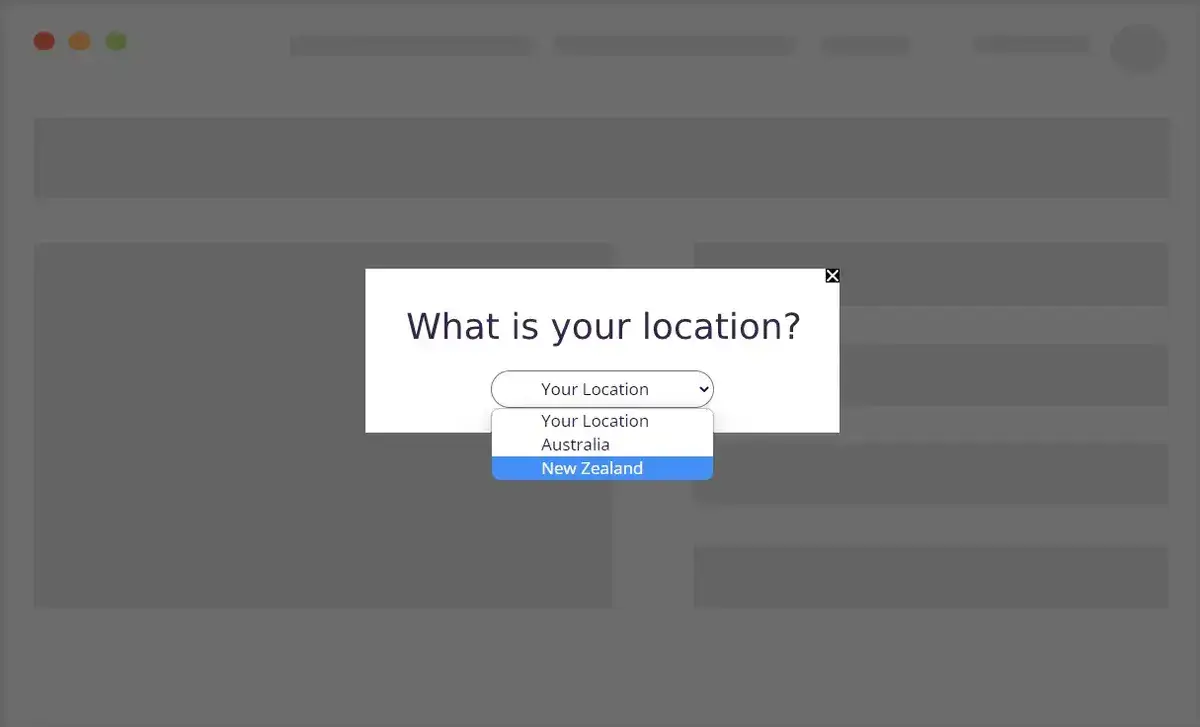 pop up location override