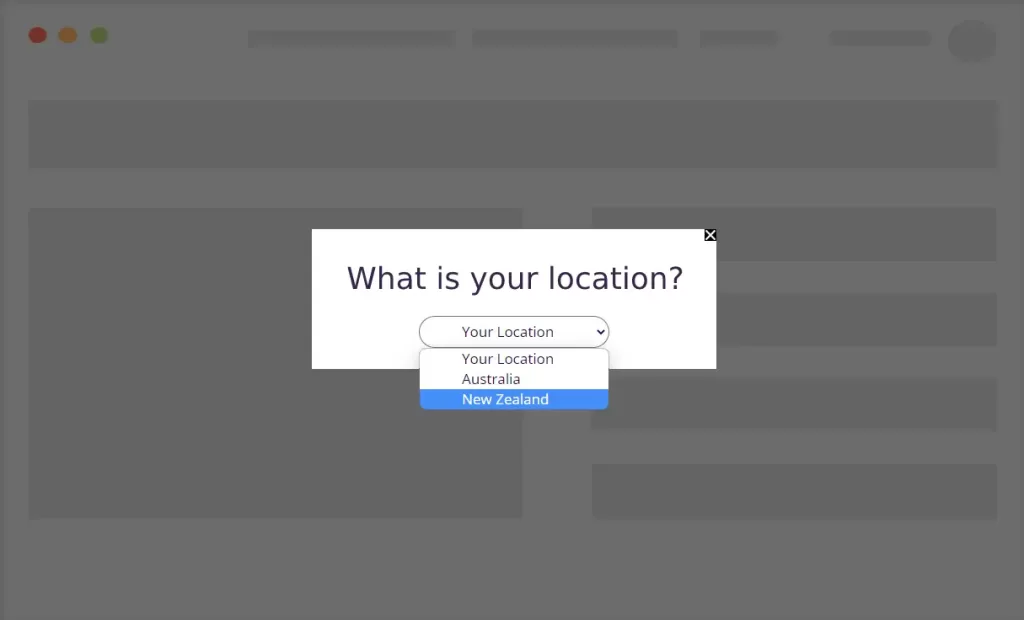 manual user location selection pop-up