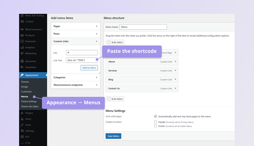 dynamic WordPress menu