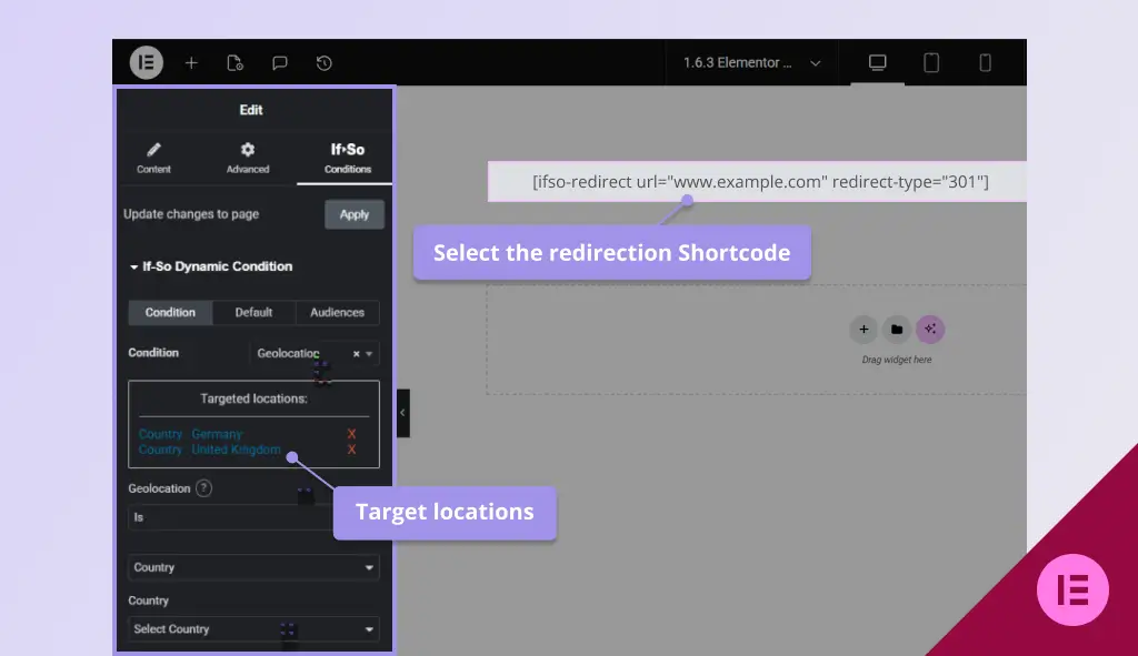 Elementor target locations 1