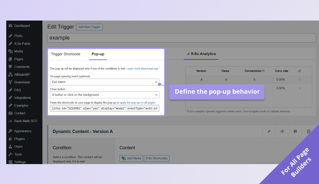 popup behavior