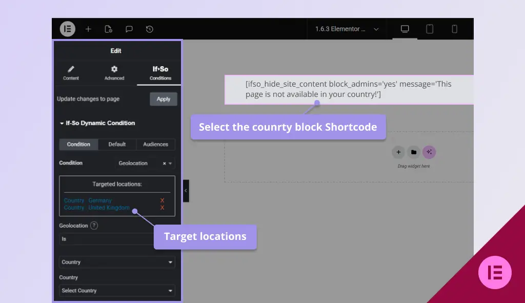 country block elementor