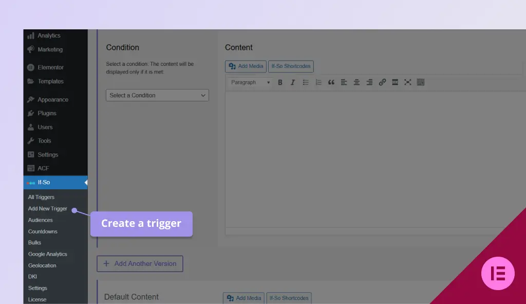 Create a trigger elementor trigger
