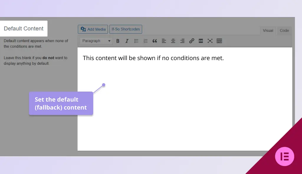 default content elementor trigger 2
