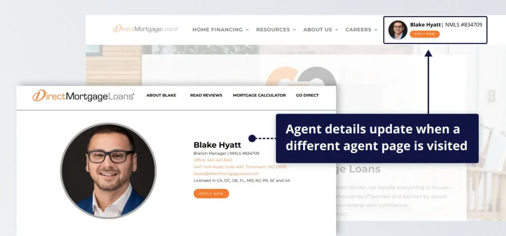 Different agent details based on page URL condition