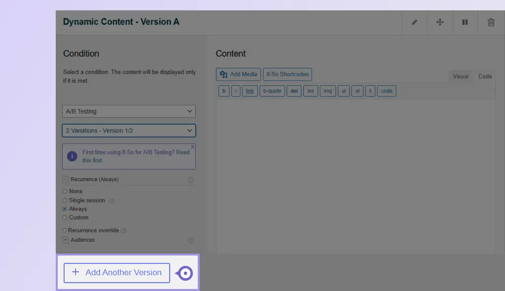 How to Set Up A/B Testing 8 Add Another Version 1