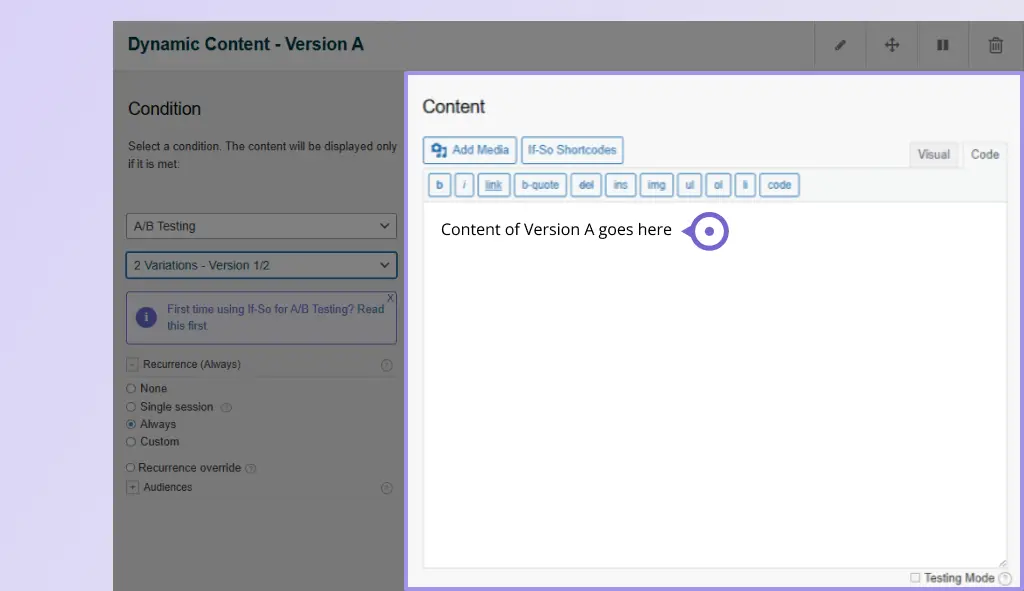 How to Set Up A/B Testing 7 Add Content Version A 2