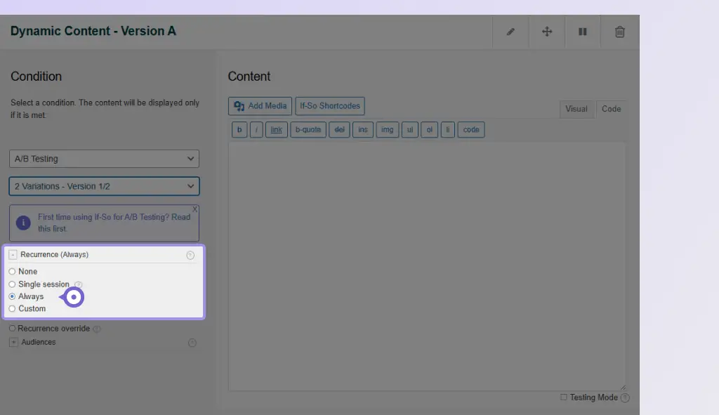 How to Set Up A/B Testing 5 Recurrence Always 1