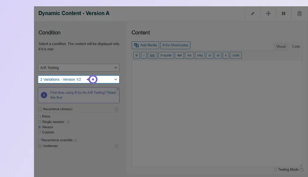 How to Set Up A/B Testing 4 Select Variations