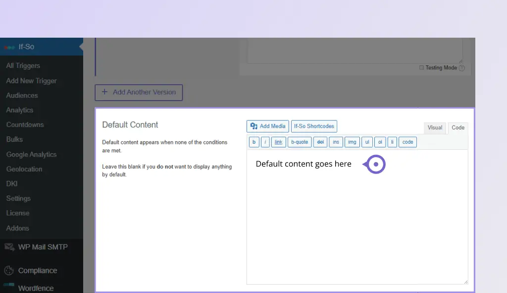 How to Set Up A/B Testing 9 Set the Default Content 1
